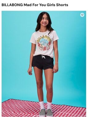 Billabong Black Girls Athletic Drawstring Shorts